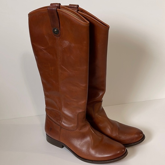 Frye Shoes - Frye Tall Boots Melissa Button Cognac Size 9.5